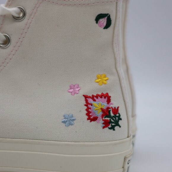Converse All Star Hi Lift Women’s Size 8 Casual Shoe White Egret Pink Flower - Picture 5 of 11